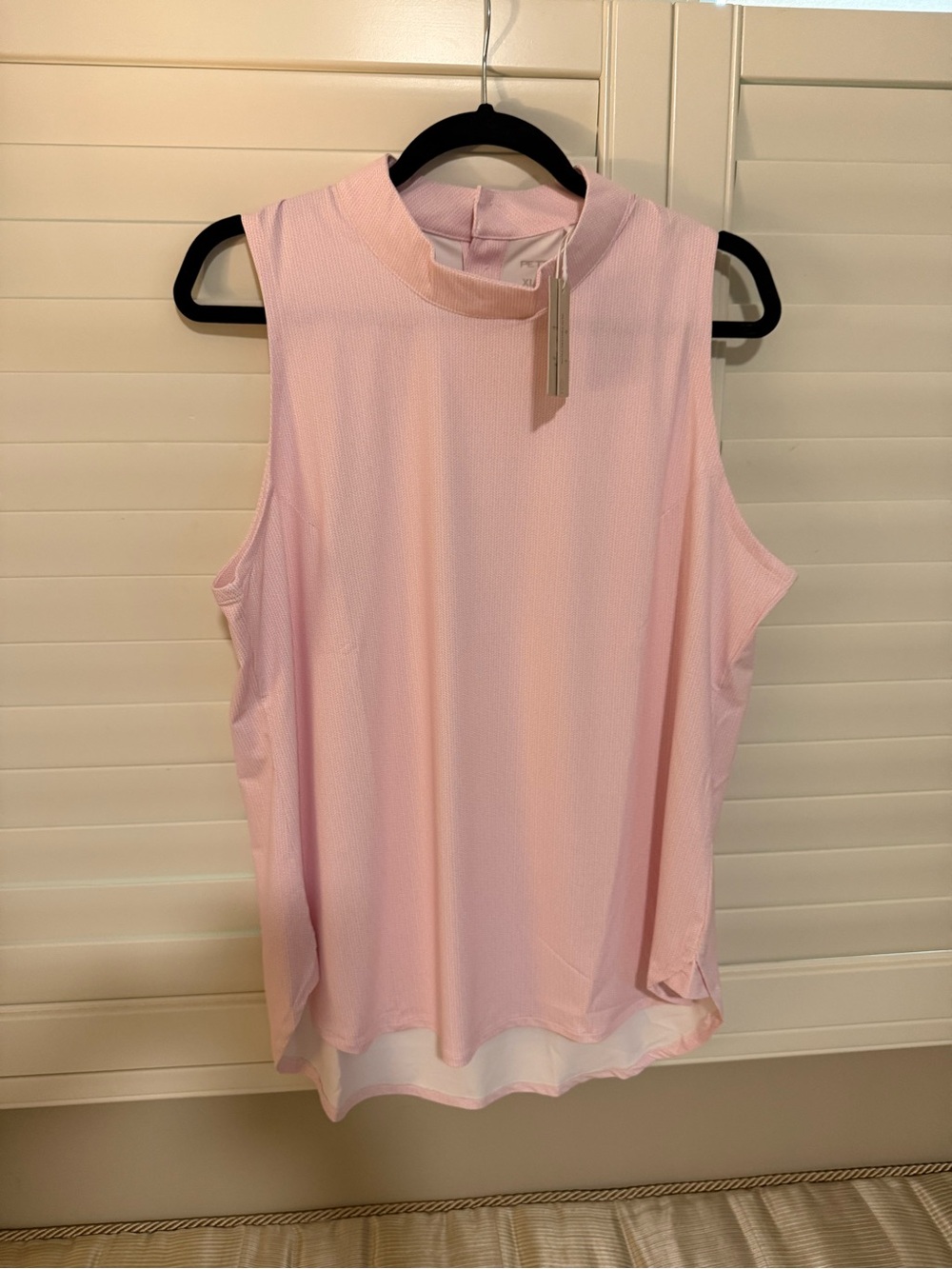 Peter Millar Pale Pink Mock Neck Sleeveless Tank